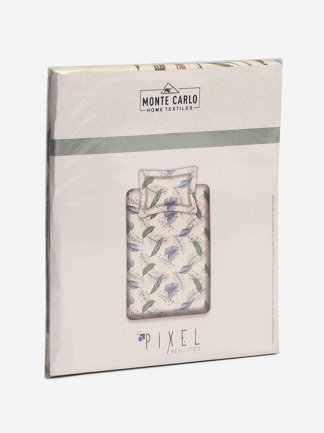 Monte Carlo Putih & Biru Pixel Ethnic Printed 120 TC Single Bedsheet Set 1.52 m x 2.30 m