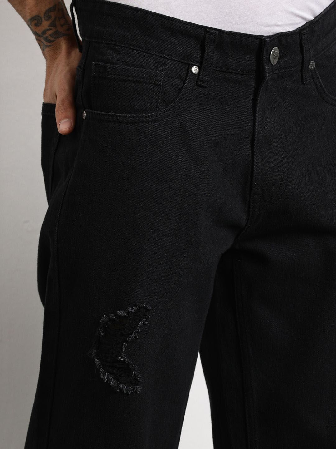 Thomas Scott Men Smart Mid-Rise Baggy Fit Cotton Non Stretchable Jeans