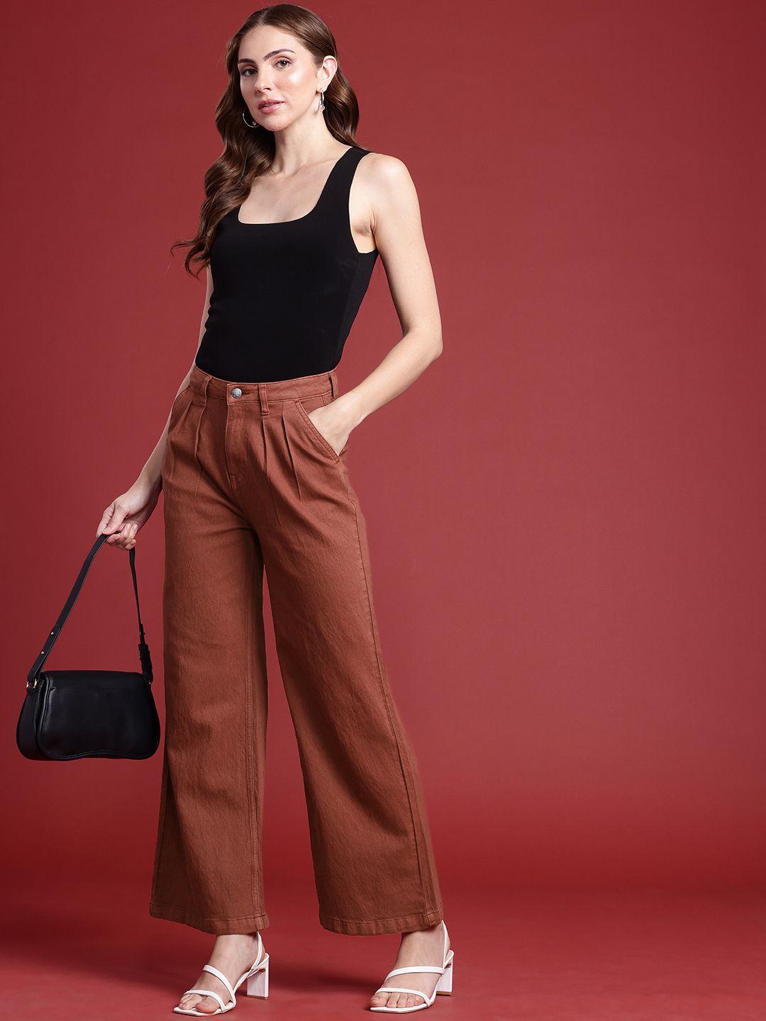 all about you Women Wide Leg High-Rise Stretchable Jeans