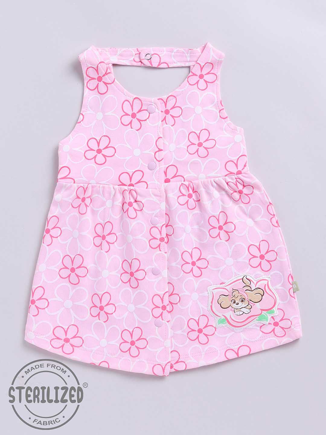 Moms Love Infant Girls Floral Print Pure Cotton Fit & Flare Dress
