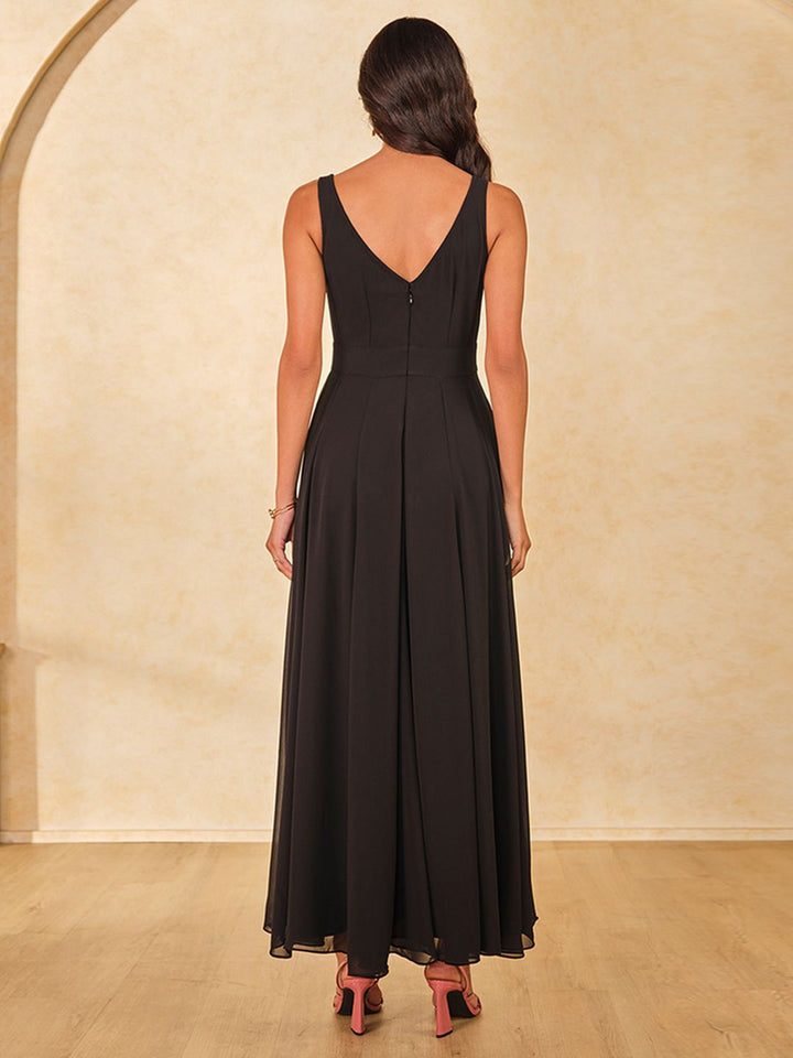 AND Women Solid Shoulder Straps Sleeveless Flared Maxi Dress