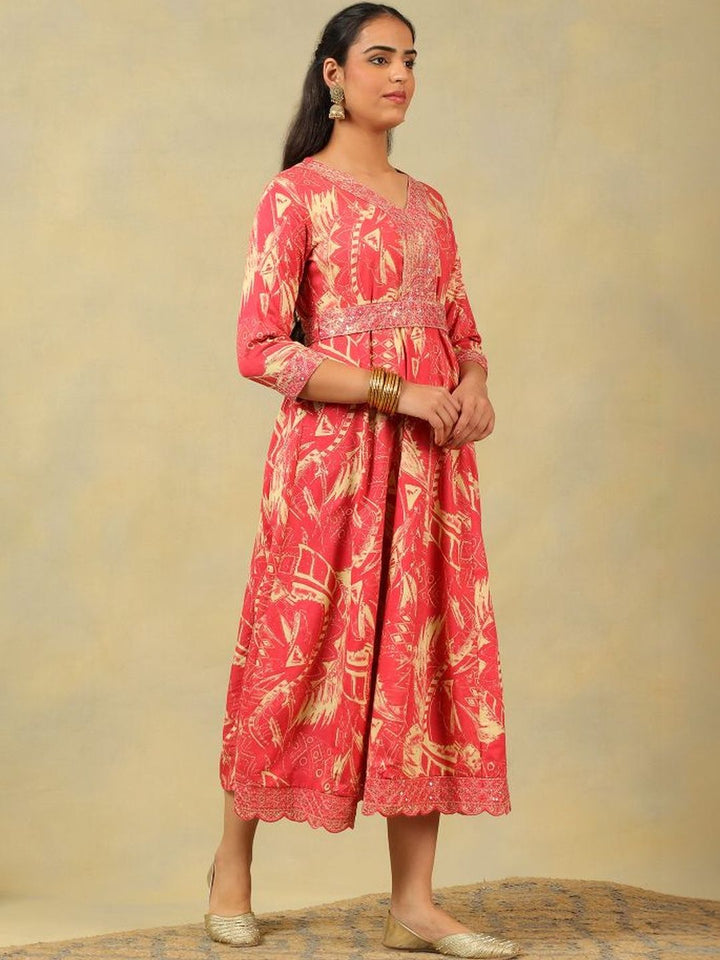Mamicha Print A-Line Midi Dress