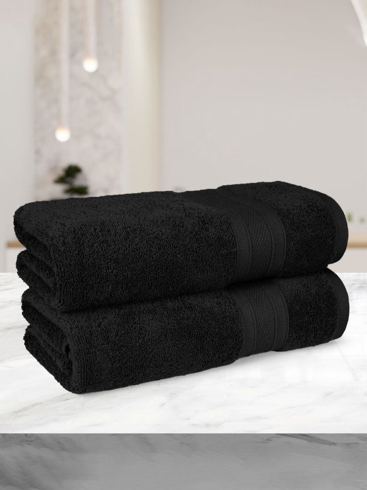 MYTRIDENT Black 2 Pieces Cotton 500 GSM Bath Towel