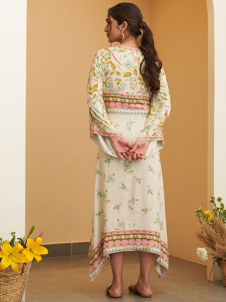 Rustorange Women Floral Print A-Line Midi Dress