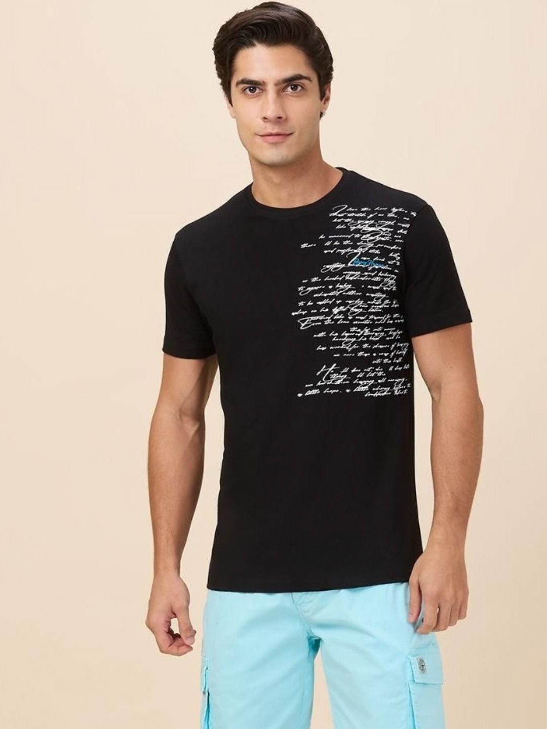 Being Human Men Typography Printed Round Neck Cotton Slim Fit T-shirt