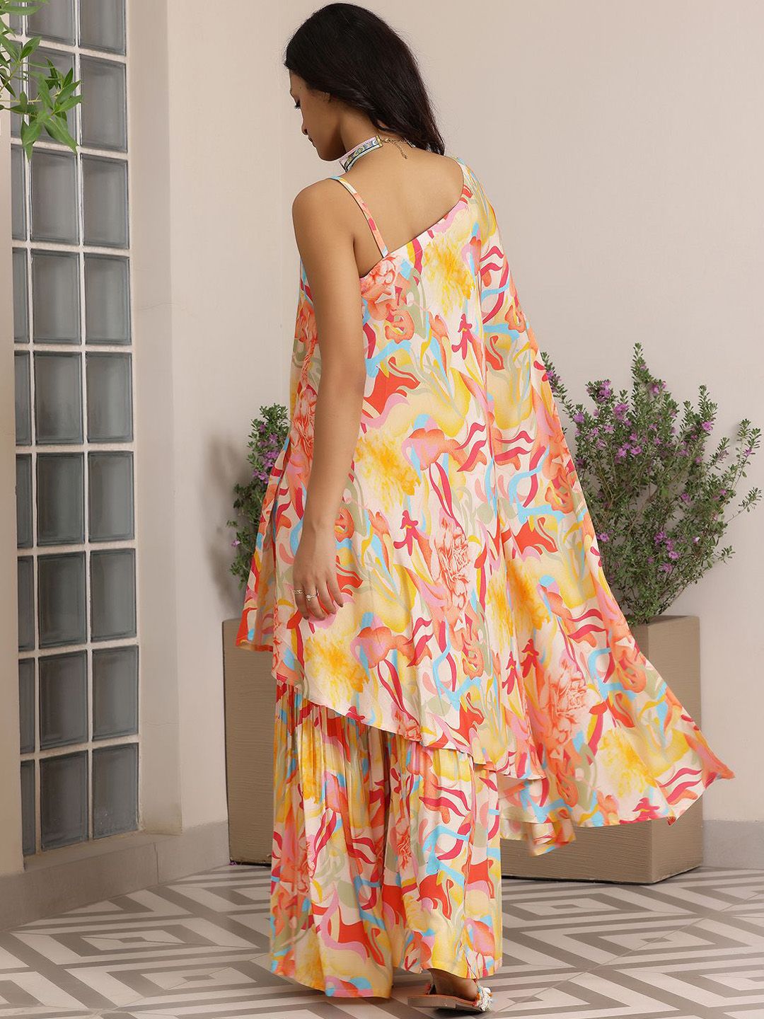 Libas Printed One Shoulder Tunic & Sharara