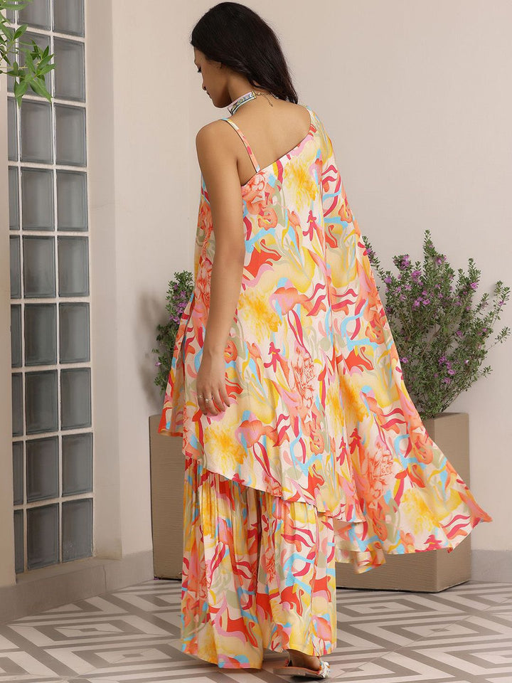 Libas Printed One Shoulder Tunic & Sharara