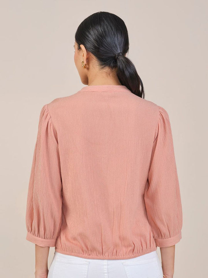 AND Women Mandarin Collar Shirt Style Top