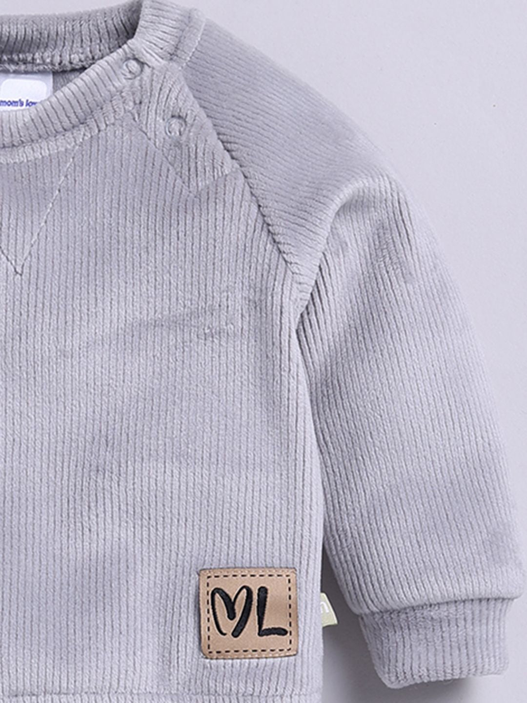 Moms Love Infant Boys Ribbed Velvet-Finish Pure Cotton Sweatshirt With Joggers