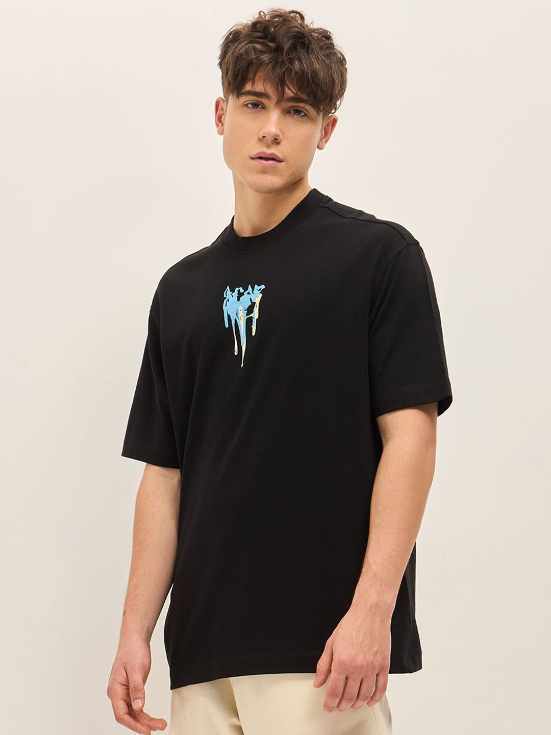 THE BEAR HOUSE Abstract Printed Drop Shoulder Sleeves Cotton Oversized T-shirt