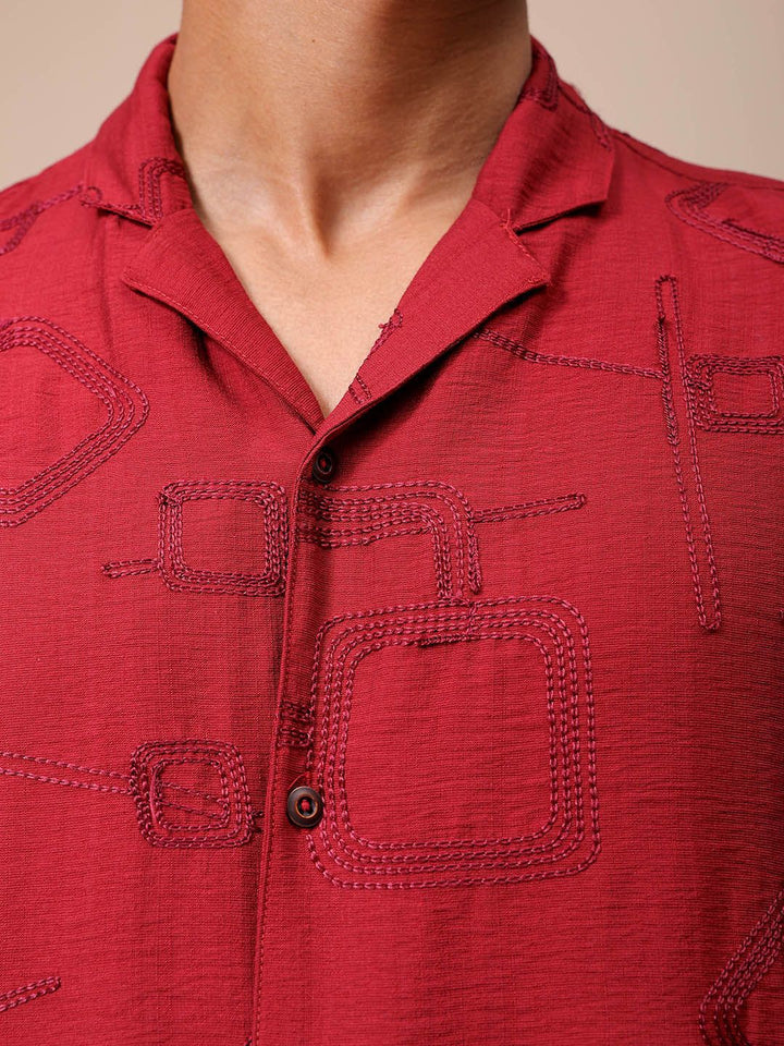 The Indian Garage Co Men Relaxed Fit Embroidery Resortwear Shirt