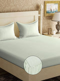 Myntra Elegant Homes Green Solid 300 TC Fitted King Fine Bedsheet dengan 2 Sarung Bantal