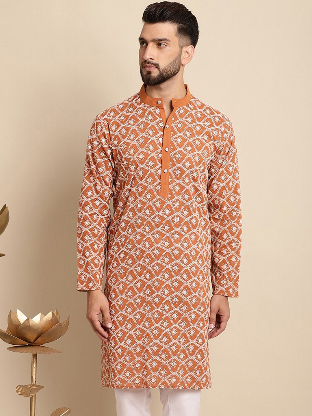 Motif Etnik Anouk Sulam Kolar Band Kapas Kurta Biasa