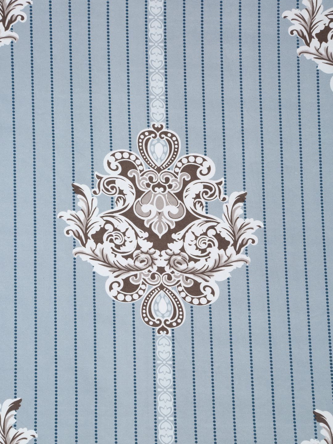 KLOTTHE Grey Ethnic Motifs Cotton 300 TC King Fine Bedsheet with 2 Pillow Covers-98 x 89 inches