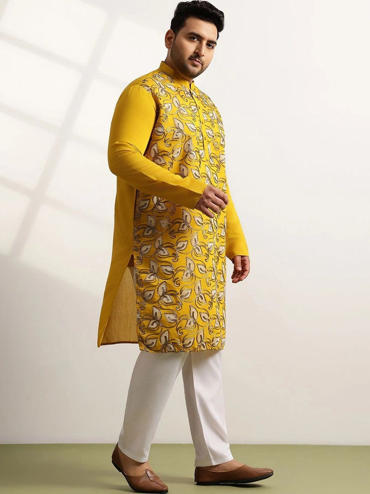 SOJANYA PLUS Lelaki Motif Etnik Sulam Benang Kerja Kurta