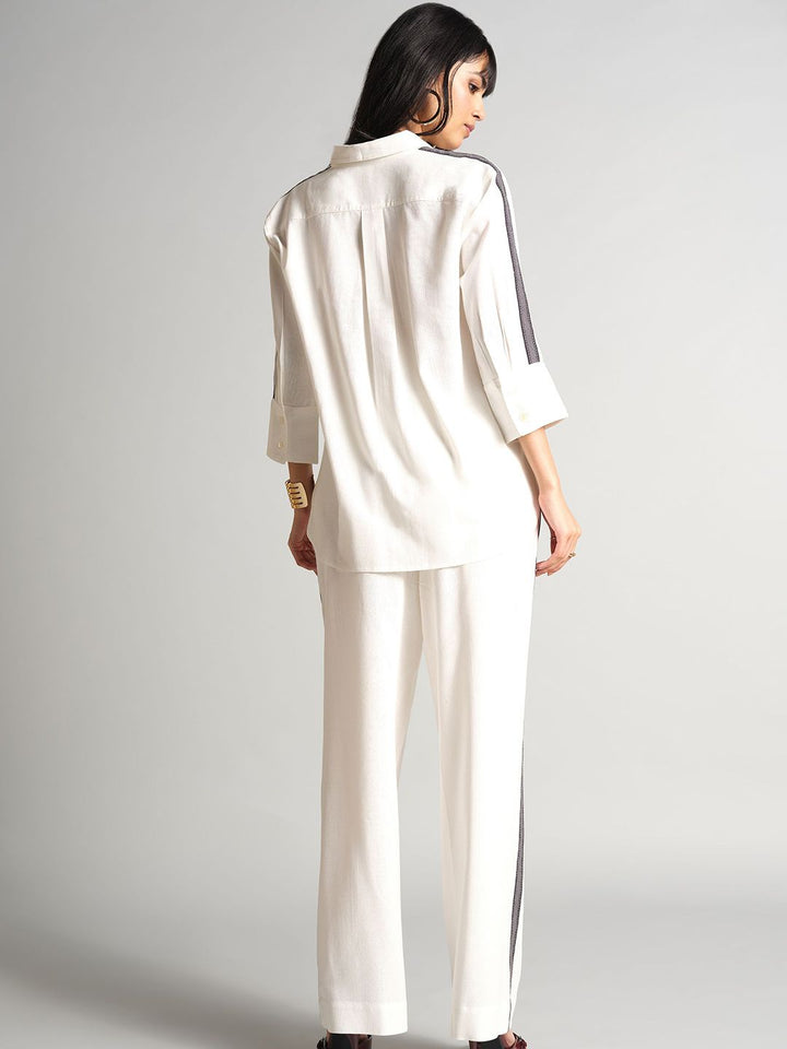 AND Side Stripes-Detail Three-Quarter Sleeves Shirt & Trouser