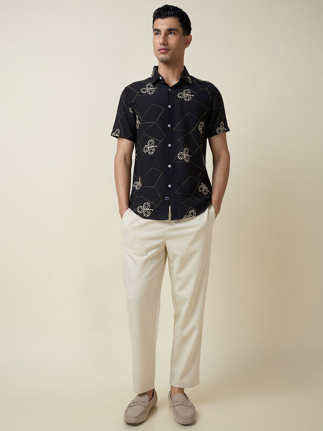 Thomas Scott Men Embroidered Regular Fit Casual Shirt