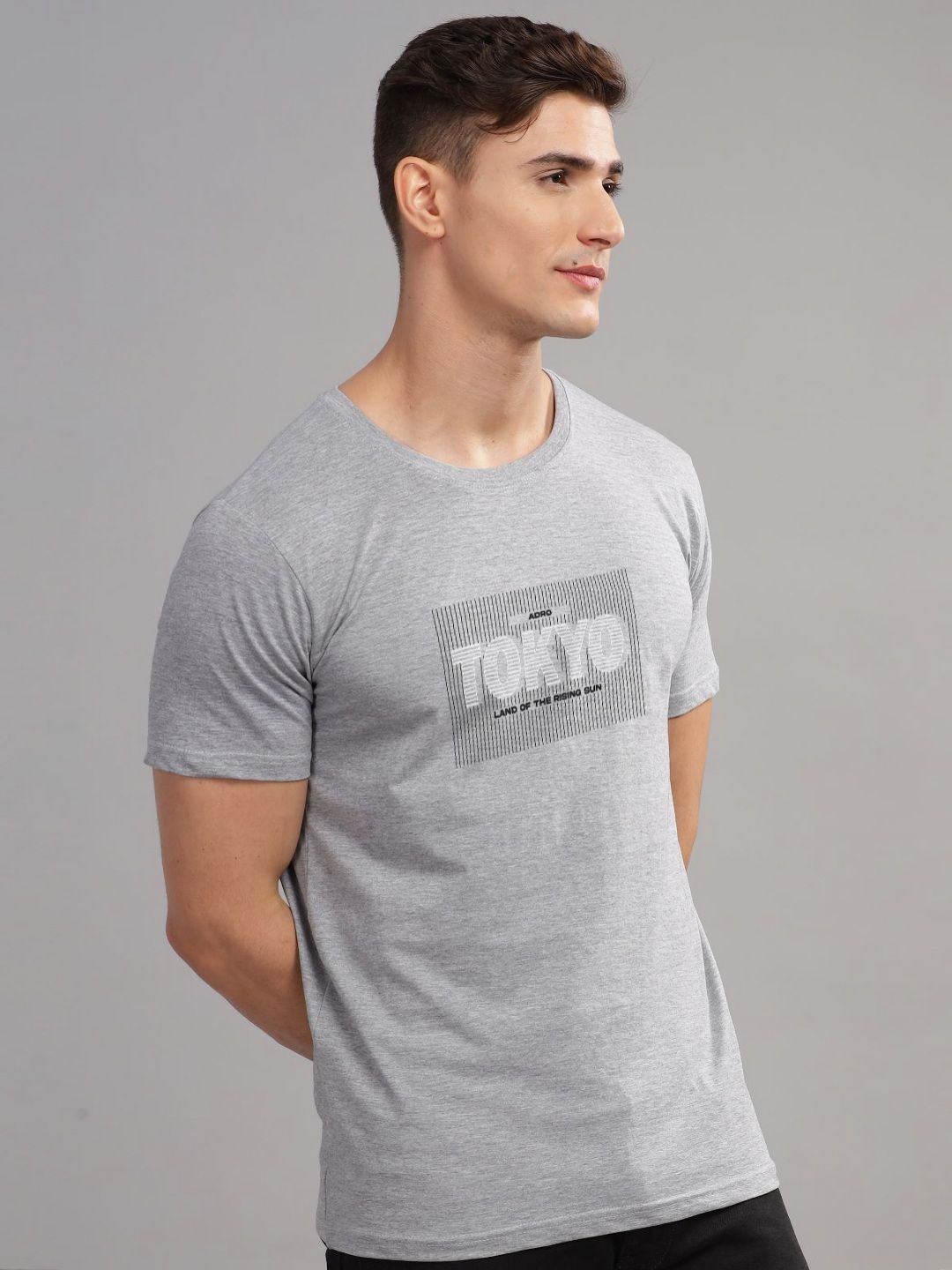 ADRO Typography Printed Round Neck Cotton T-shirt