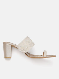 House of Pataudi Embellished Party Block Heel Sandals