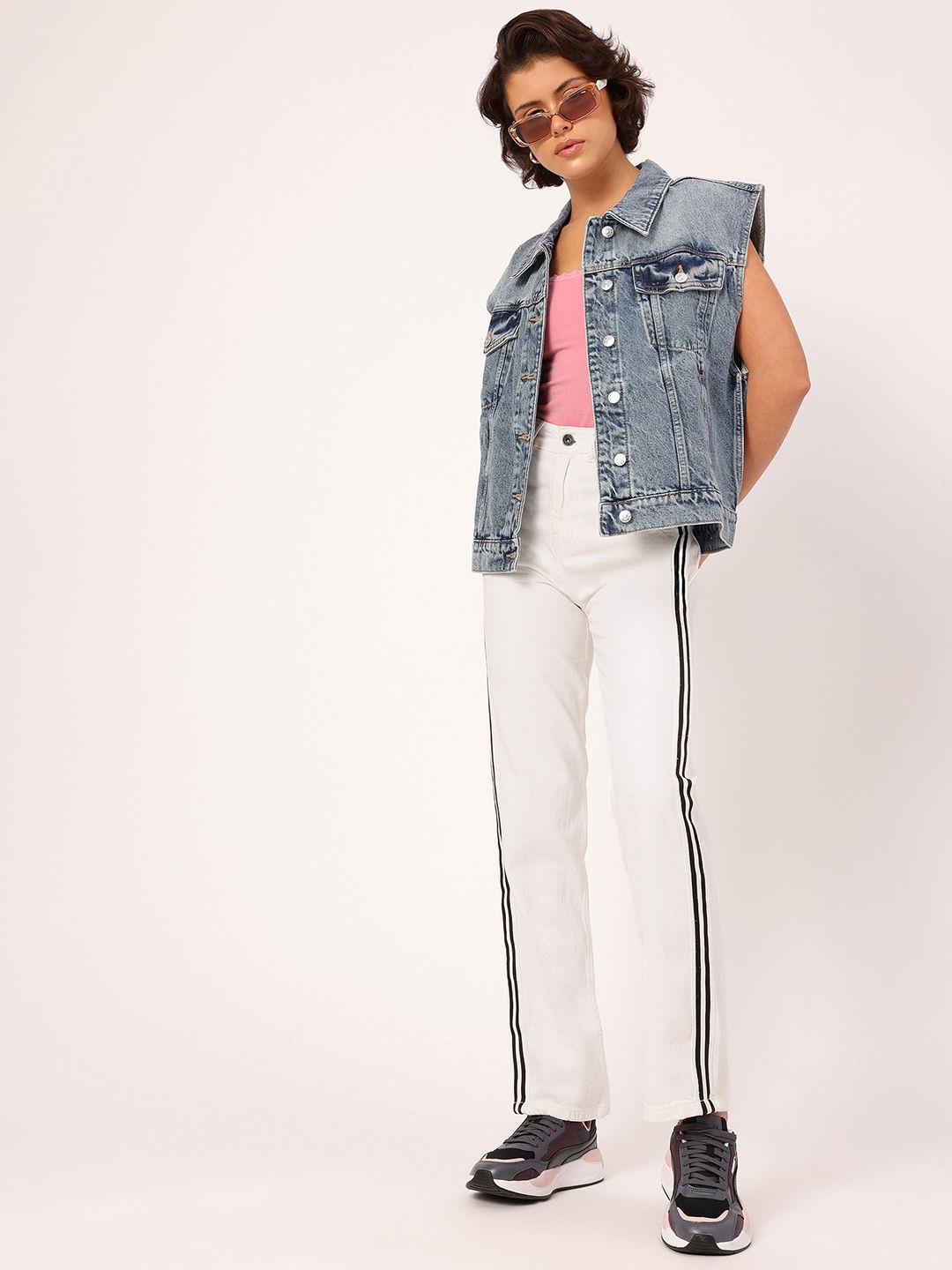 DressBerry Comfy Chic Straight Fit Side Striped High-Waist Coloured Jeans