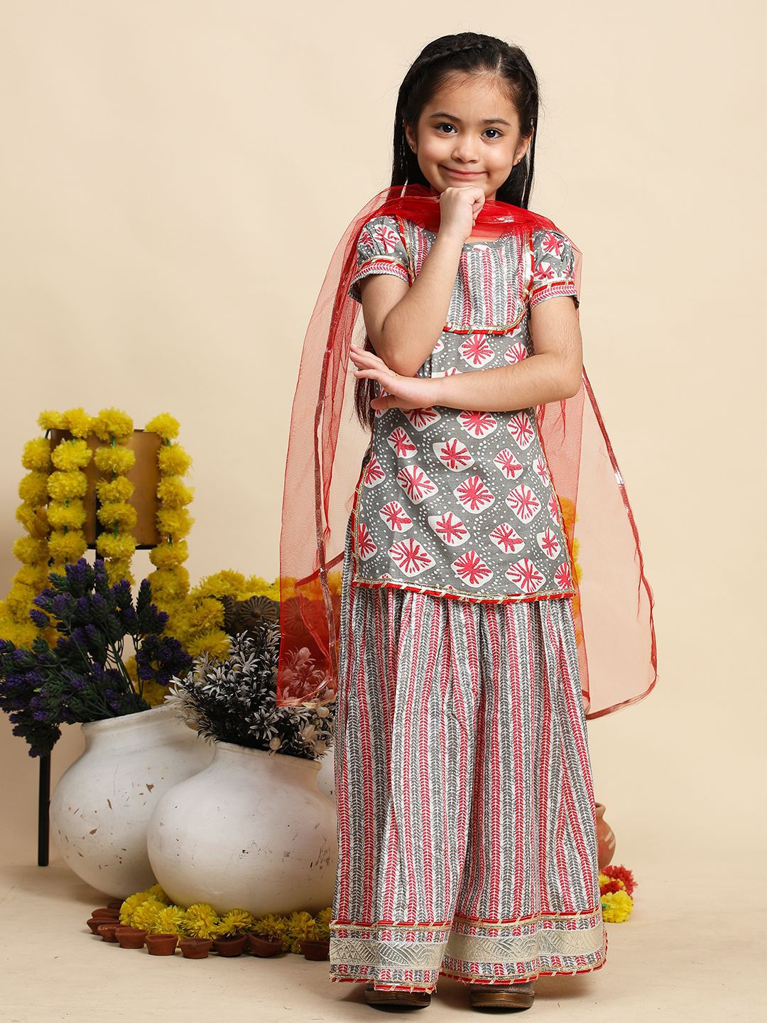 Cutiekins Girls Printed Ready to Wear Lehenga & Blouse With Dupatta
