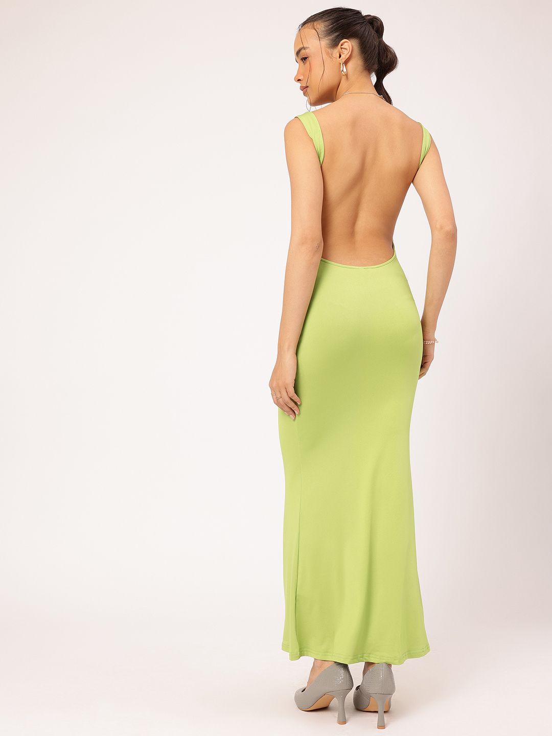 DressBerry Glossed Up Backless Maxi Sheath Dress