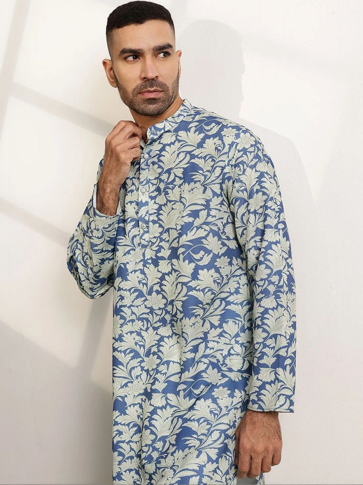 Anouk Men Floral Printed Kurta Biasa dengan Seluar