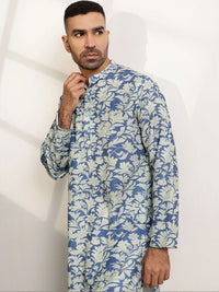 Anouk Men Floral Printed Kurta Biasa dengan Seluar