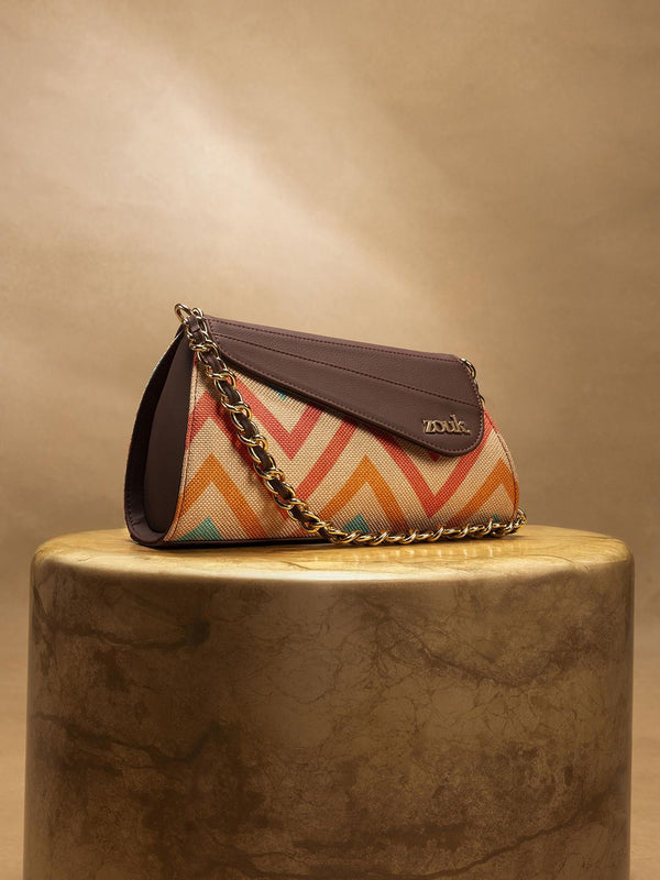 ZOUK Printed Structured Sling Bag with Quilted