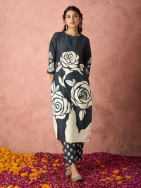 KALINI Floral Printed Regular Straight Kurta with Trousers