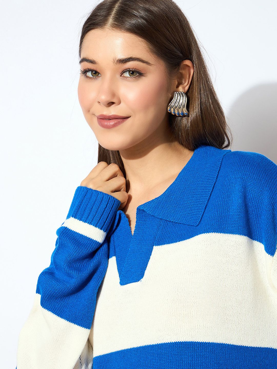 Wanita sassafras bergaris pullover