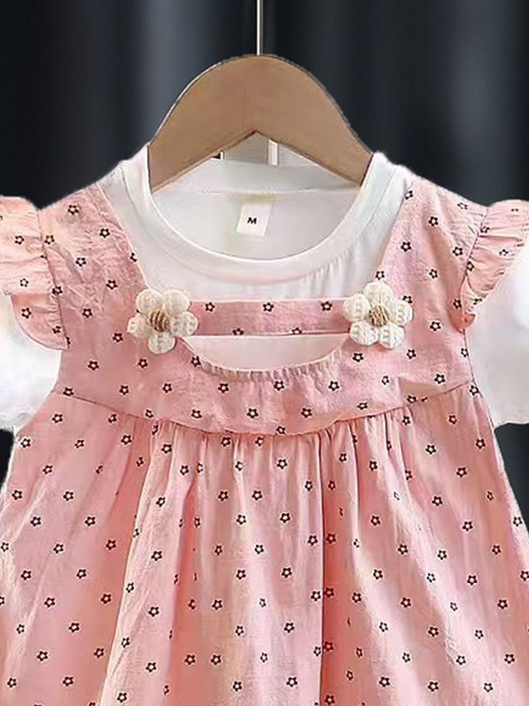 YK Polka Dot Print Flutter Sleeve Fit & Flare Dress