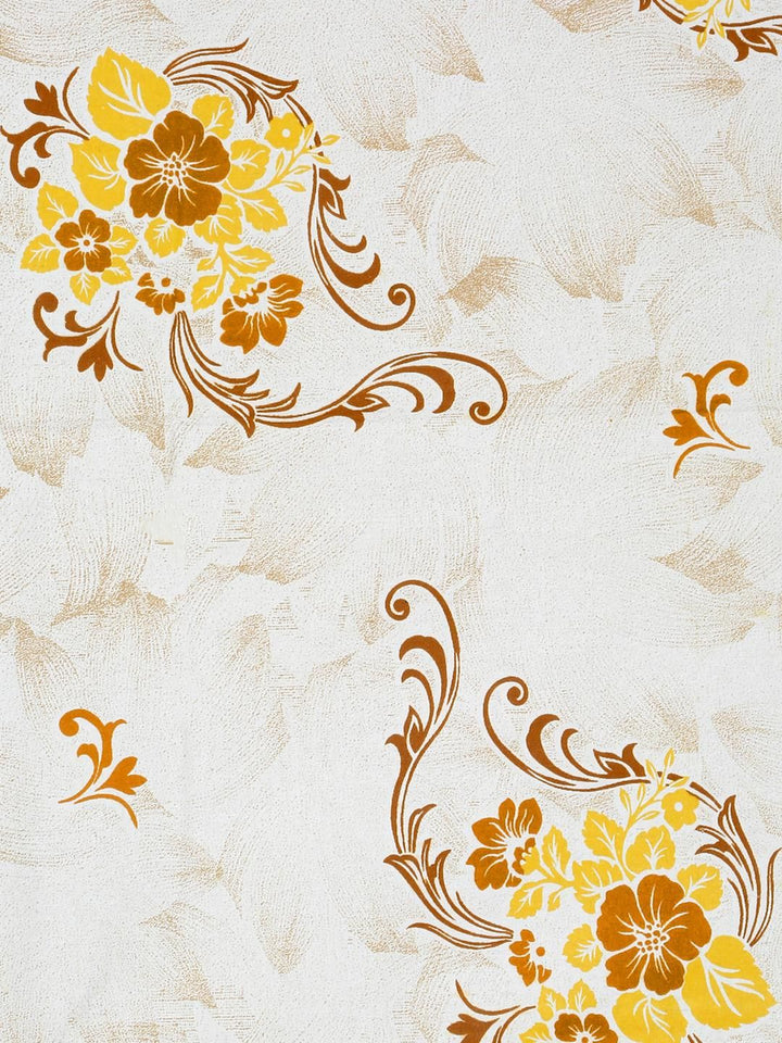 KLOTTHE Yellow Cotton Floral 400 TC Single Bedsheets