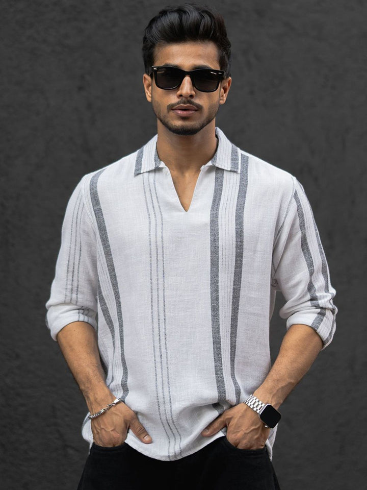 Powerlook Men Opaque Striped Casual Shirt