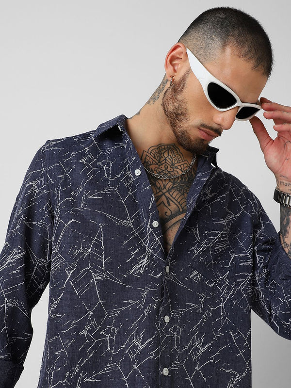 VASTRADO Men Classic Slim Fit Opaque Abstract Printed Casual Shirt