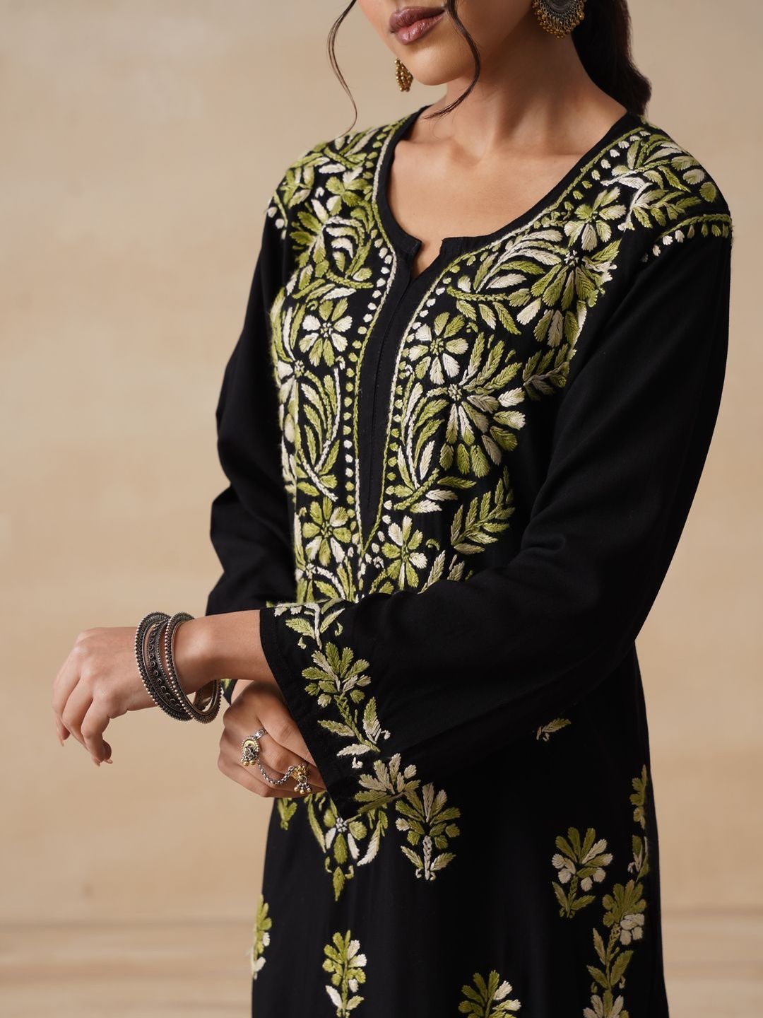 House of Chikankari Embroidered Ethnic Motifs Kurta Trouser Set