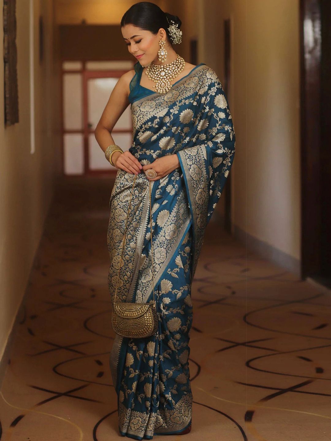 KALINI Ethnic Motifs Zari Banarasi Saree