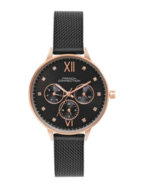 French Connection Women Embellished Dial & Stainless Steel Bracelet Style Straps Analogue Multi Function Watch