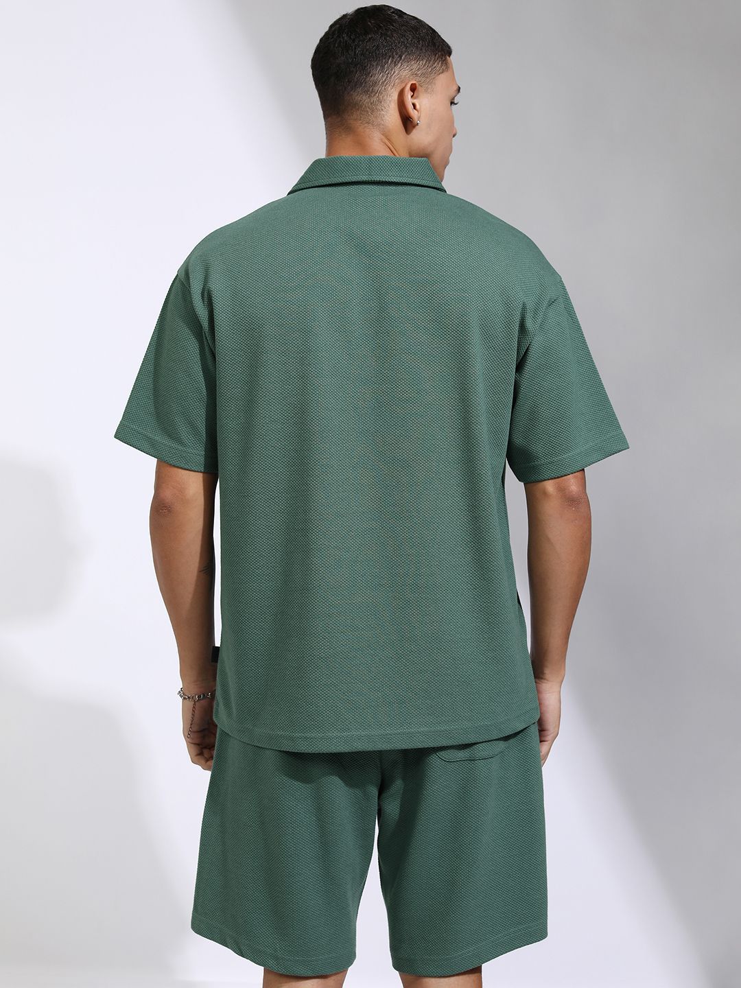 HIGHLANDER Self Design Polo Collar T-Shirt With Shorts