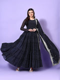 KALINI Leheriya Printed Round Neck Tiered Anarkali Kurta with Pyjamas & Dupatta