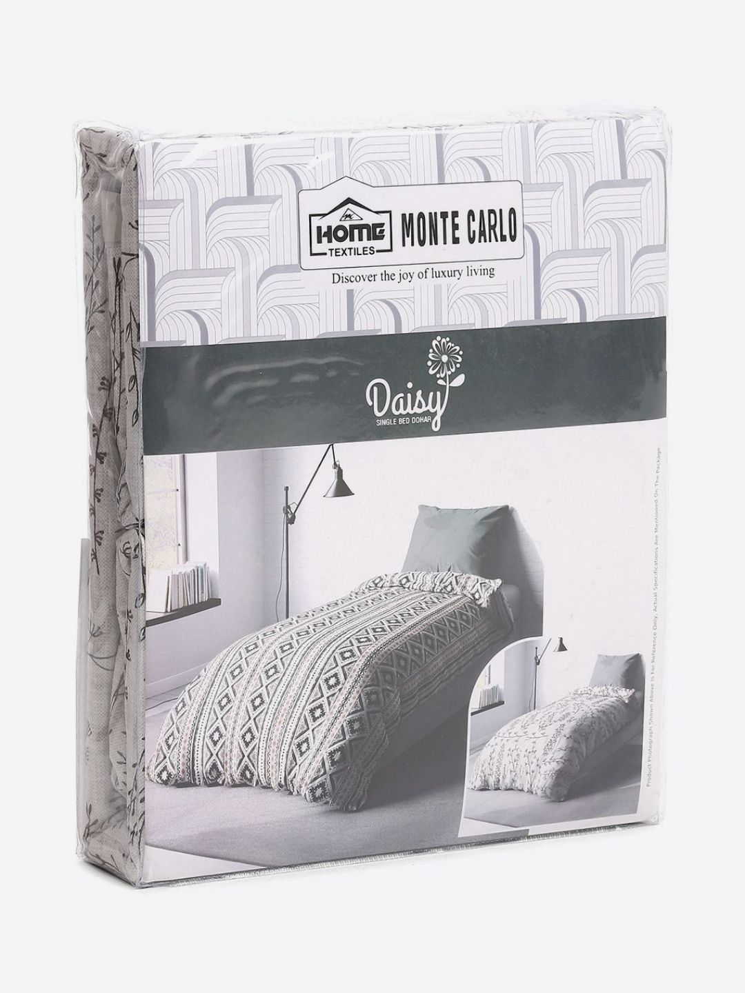 Monte Carlo Grey & White Printed Mild Winter 150 GSM Single Bed Dohar
