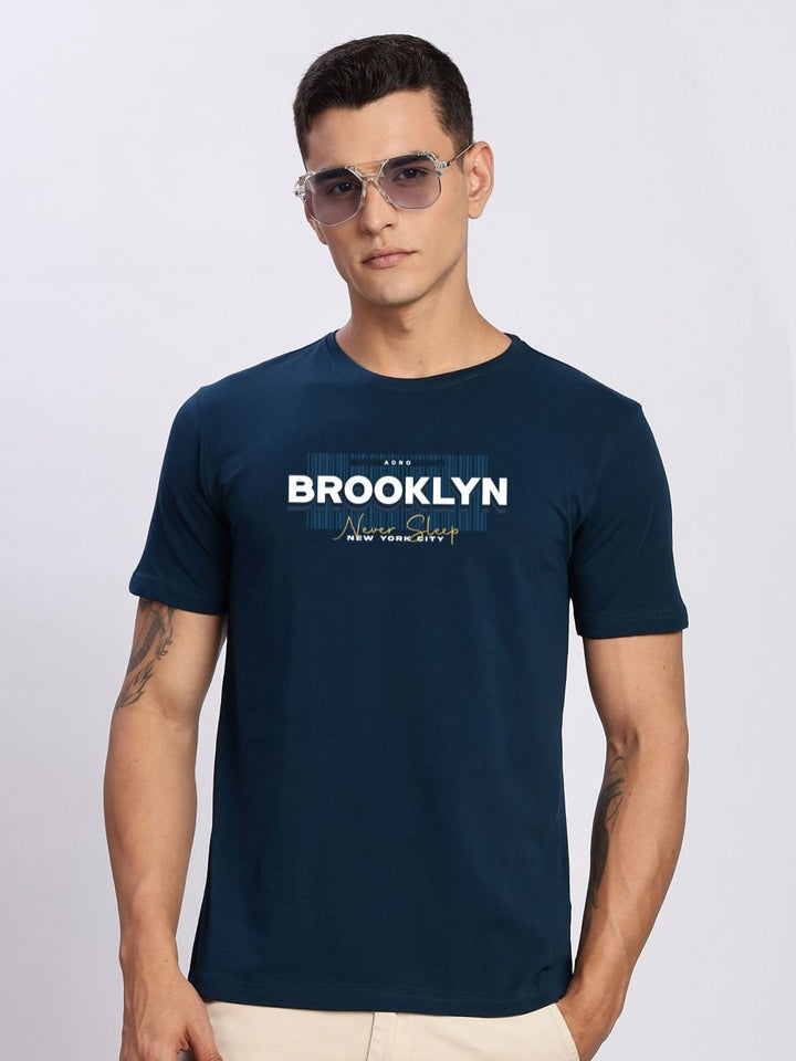 ADRO Typography Printed Round Neck Cotton T-shirt