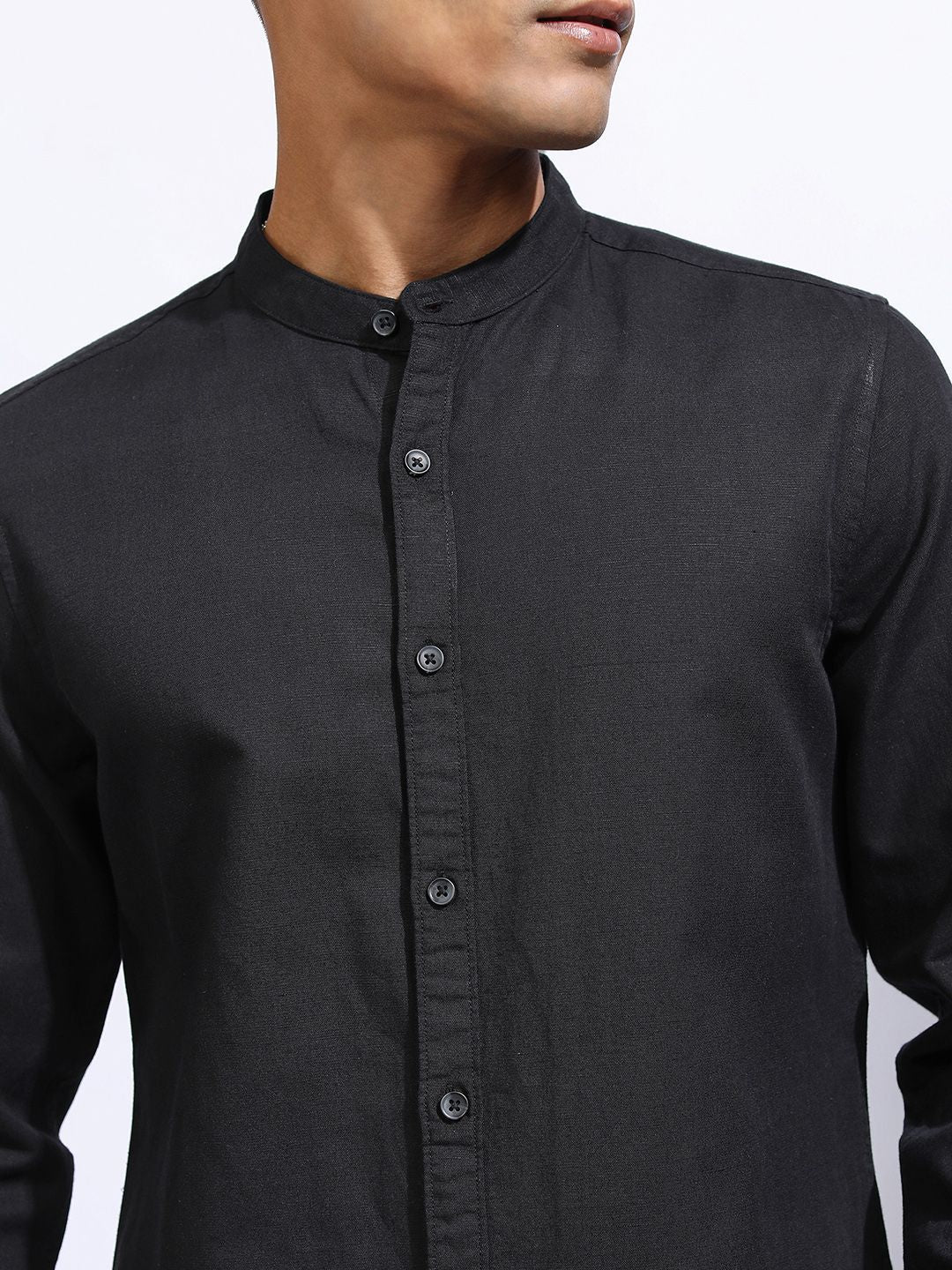 "LOCOMOTIVE Premium Men Cotton Linen Roll-Up Sleeve  Casual Regular Fit Shirt