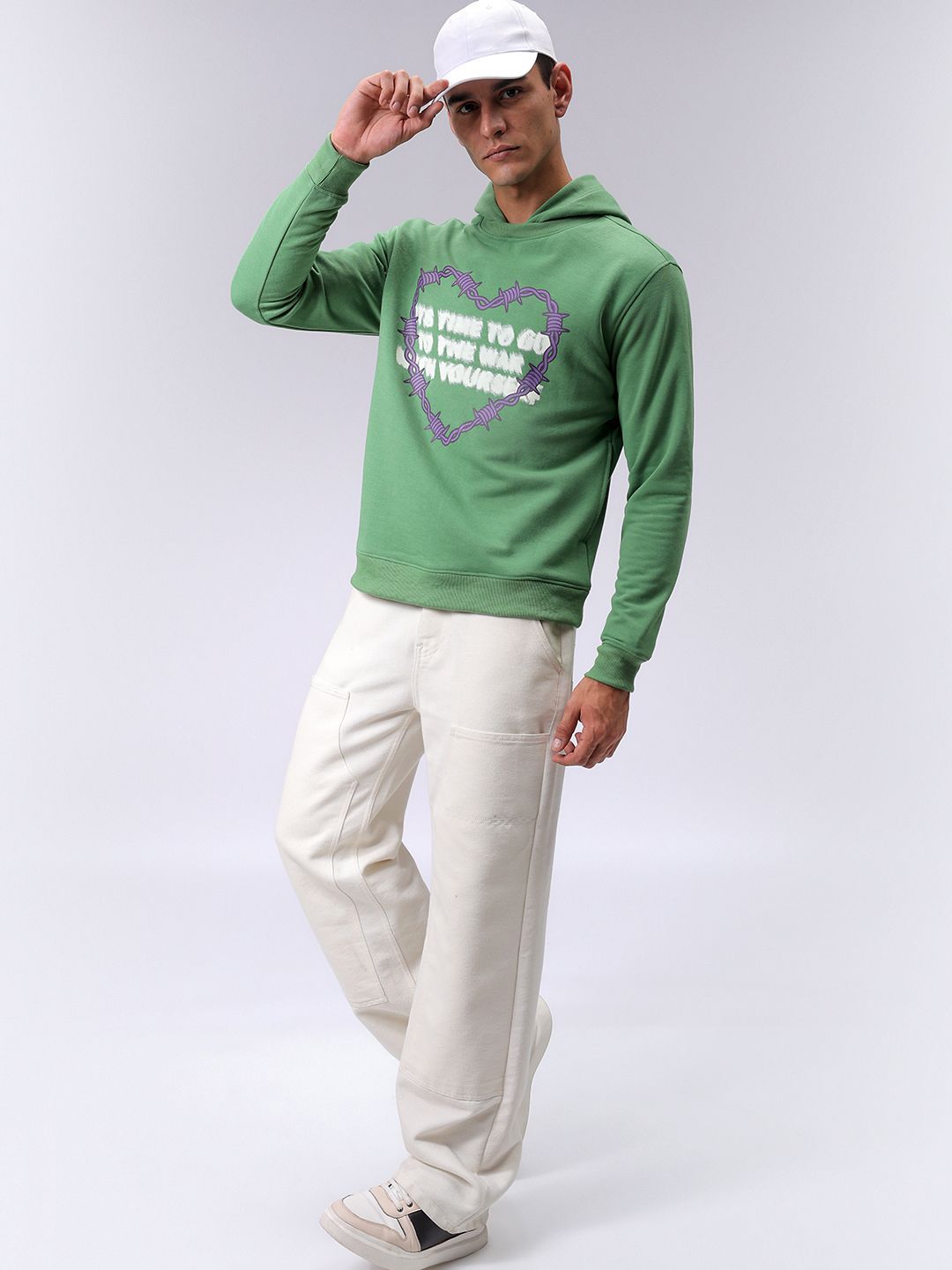 The Indian Garage Co Men Typography Printed Hooded Sweatshirt
