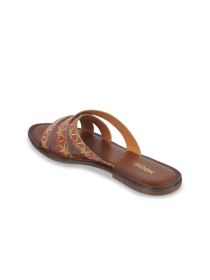 Mochi Women Printed Leather Block Mules