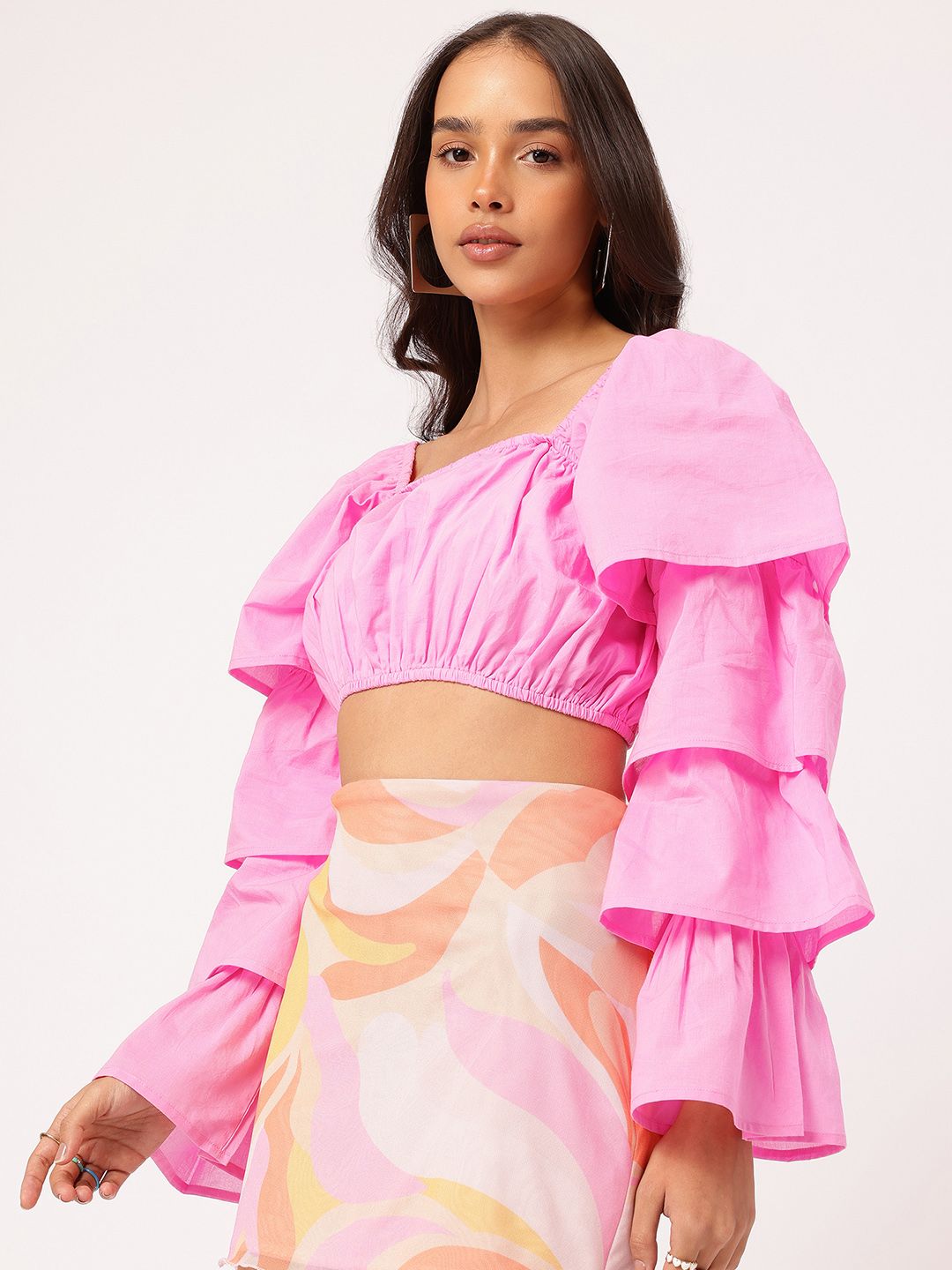 DressBerry Sugar Rush Layered Bell Sleeves Crop Top