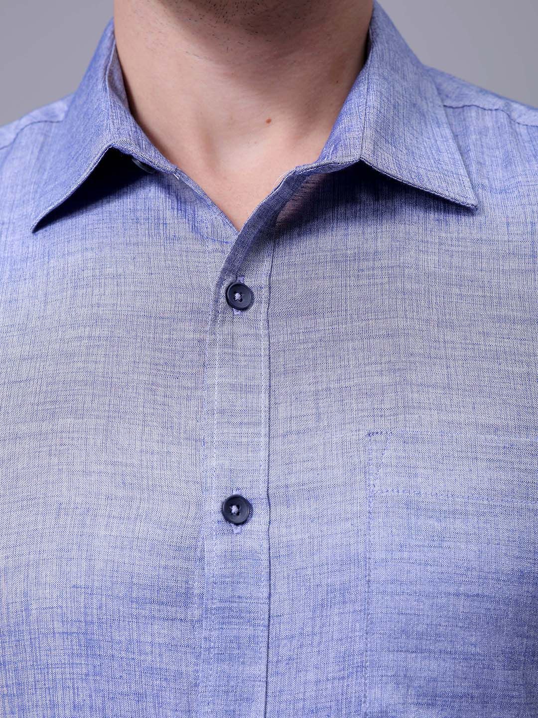 The Indian Garage Co. X Luxe Men Slim Fit Cutaway Collar Textured Cotton Formal Shirt