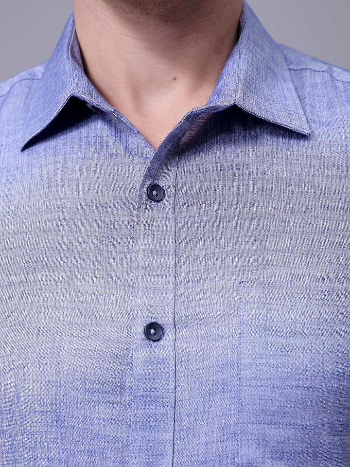 The Indian Garage Co. X Luxe Men Slim Fit Cutaway Collar Textured Cotton Formal Shirt