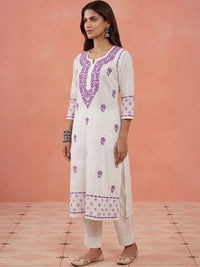 Kurta Kerja Benang Sulam Bunga Rumah Wanita Chikankari
