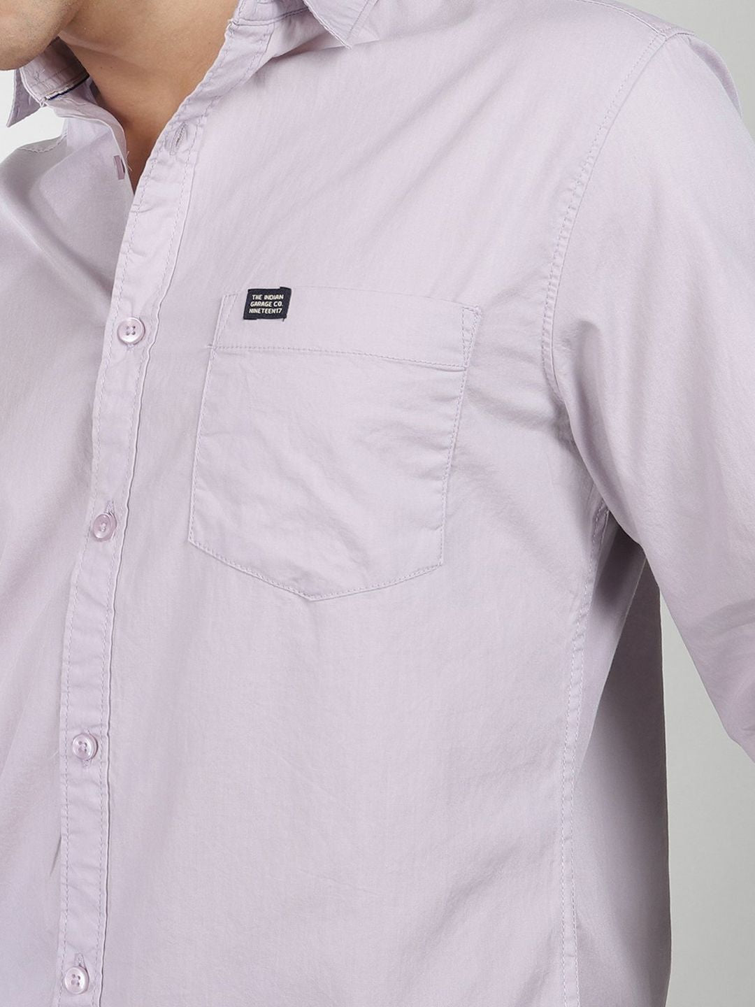 The Indian Garage Co Men Lavender Comfort Regular Fit Pure Cotton Casual Shirt